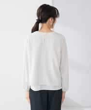 KABCD01059 a.v.v Elmi(アー・ヴェ・ヴェ) 【低身長サイズ】【洗える/ストレッチ】ボウタイメタルチャームブラウス ライトブルー