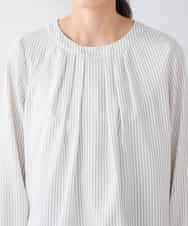 KABCD01059 a.v.v Elmi(アー・ヴェ・ヴェ) 【低身長サイズ】【洗える/ストレッチ】ボウタイメタルチャームブラウス ライトブルー