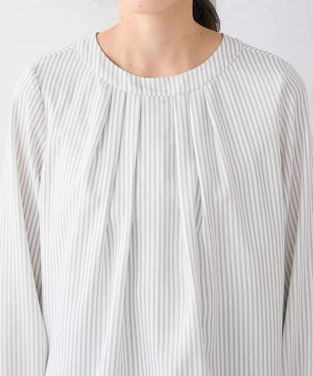 KABCD01059 a.v.v Elmi(アー・ヴェ・ヴェ) 【低身長サイズ】【洗える/ストレッチ】ボウタイメタルチャームブラウス ライトブルー