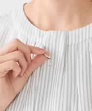 KABCD01059 a.v.v Elmi(アー・ヴェ・ヴェ) 【低身長サイズ】【洗える/ストレッチ】ボウタイメタルチャームブラウス ライトブルー