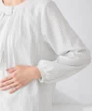 KABCD01059 a.v.v Elmi(アー・ヴェ・ヴェ) 【低身長サイズ】【洗える/ストレッチ】ボウタイメタルチャームブラウス ライトブルー