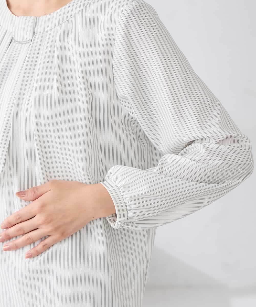 KABCD01059 a.v.v Elmi(アー・ヴェ・ヴェ) 【低身長サイズ】【洗える/ストレッチ】ボウタイメタルチャームブラウス ライトブルー