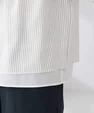 KABCD01059 a.v.v Elmi(アー・ヴェ・ヴェ) 【低身長サイズ】【洗える/ストレッチ】ボウタイメタルチャームブラウス ライトブルー