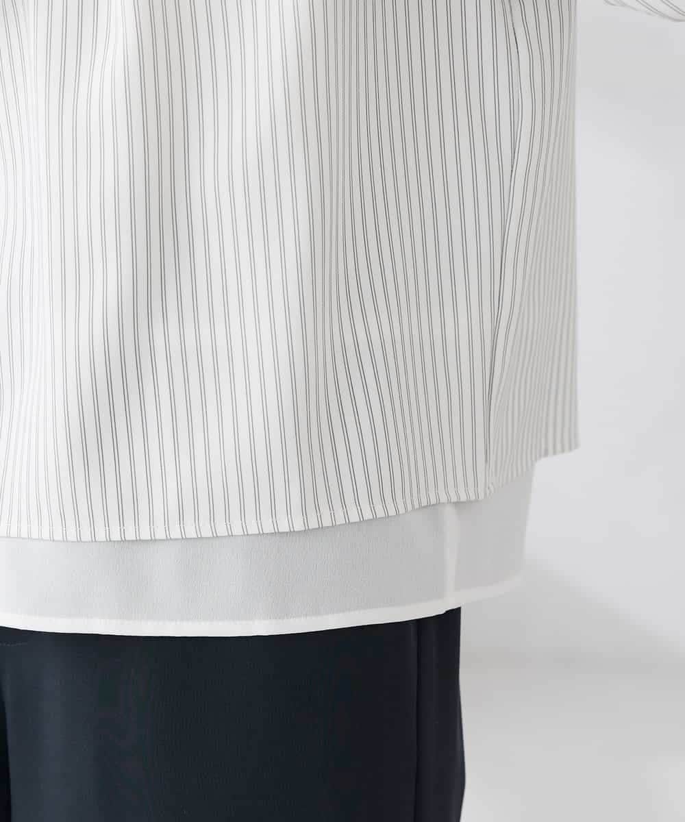 KABCD01059 a.v.v Elmi(アー・ヴェ・ヴェ) 【低身長サイズ】【洗える/ストレッチ】ボウタイメタルチャームブラウス ライトブルー