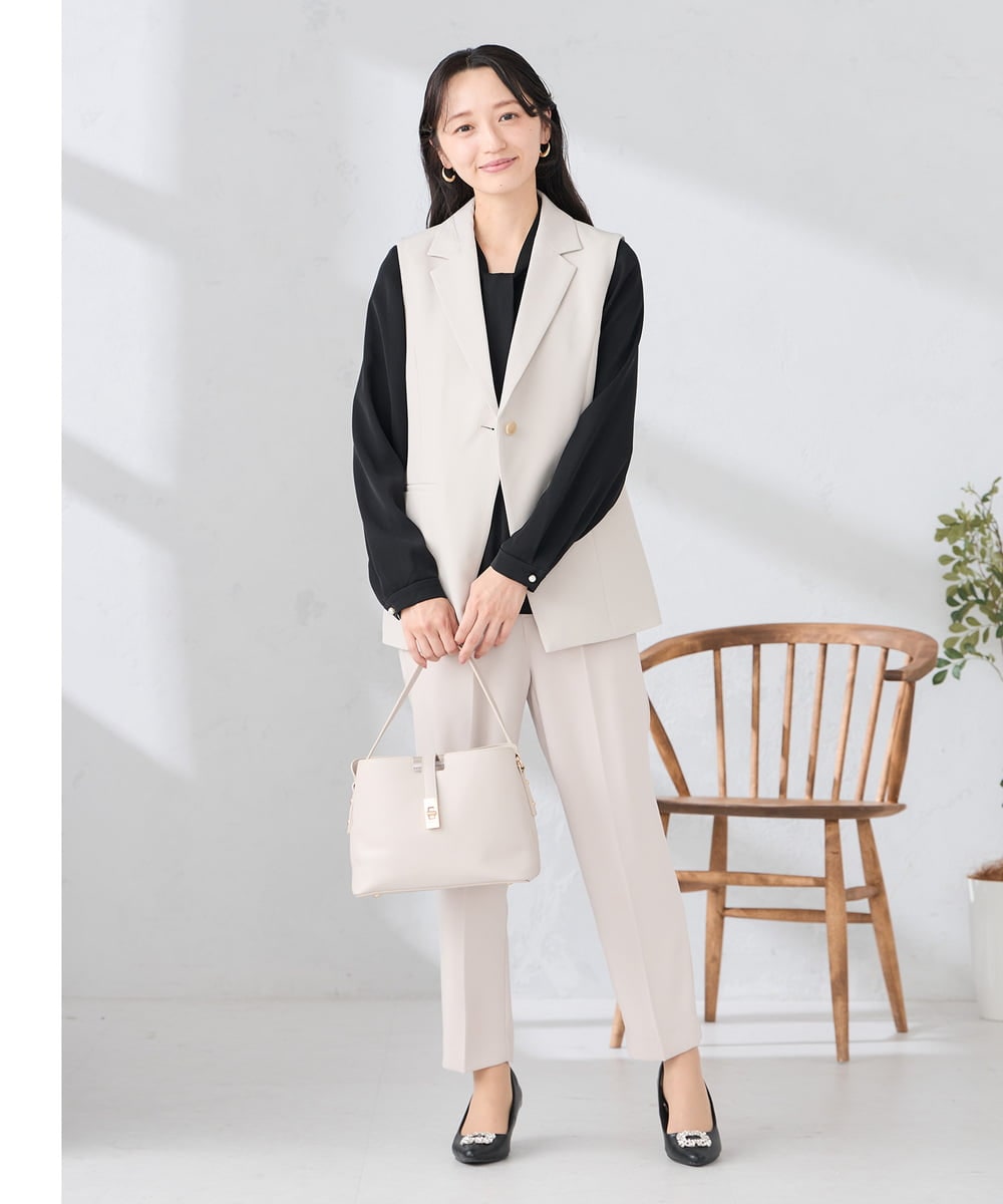 KABCD02059 a.v.v Elmi(アー・ヴェ・ヴェ) 【低身長サイズ】【洗える】ボウタイ風ブラウス ピンク