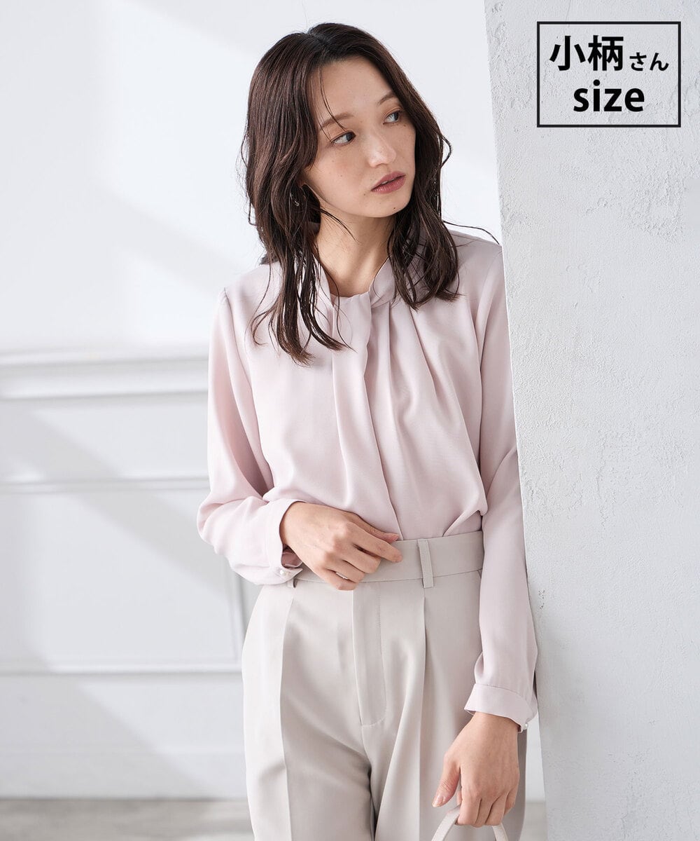 KABCD02059 a.v.v Elmi(アー・ヴェ・ヴェ) 【低身長サイズ】【洗える】ボウタイ風ブラウス ピンク