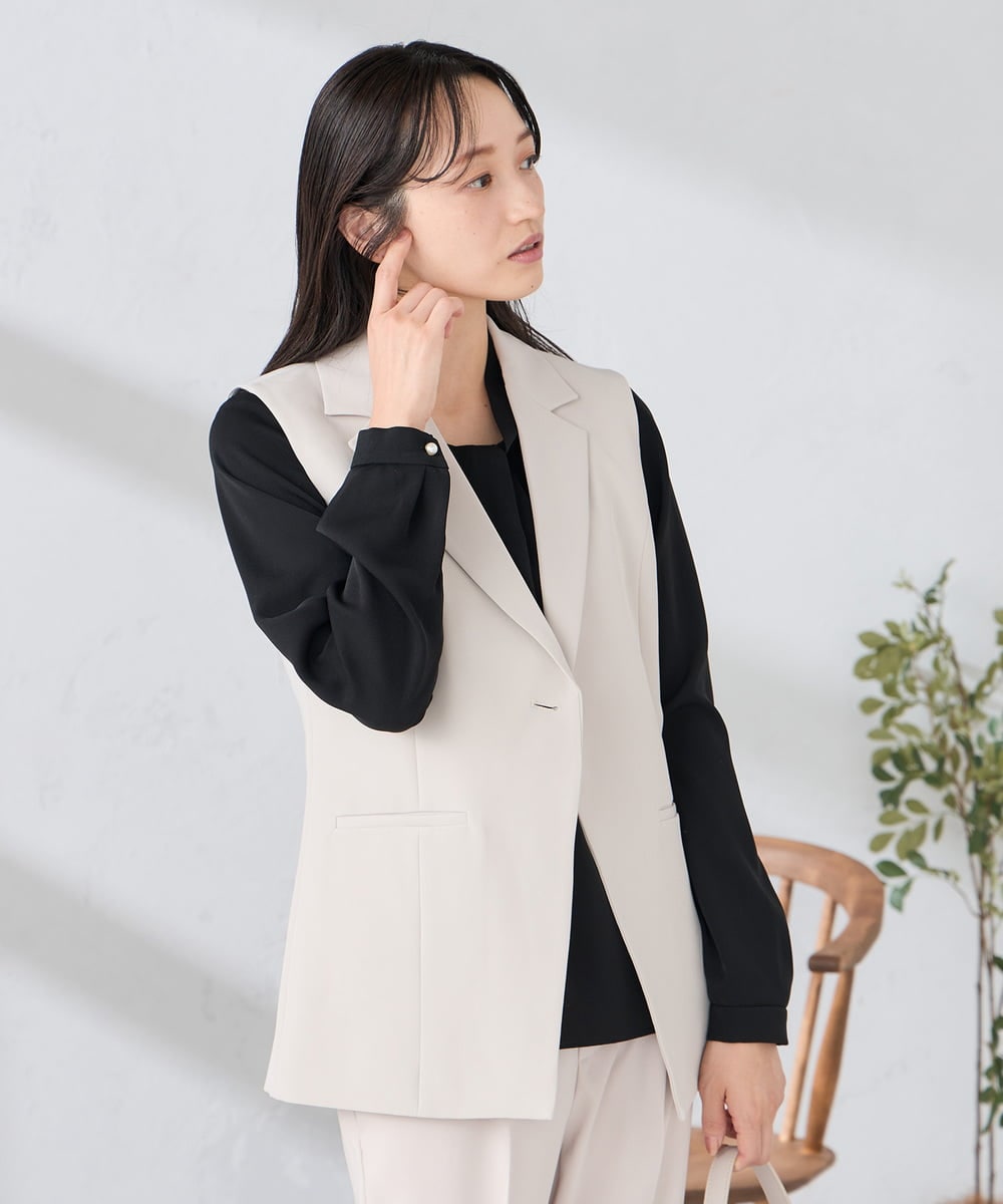 KABCD02059 a.v.v Elmi(アー・ヴェ・ヴェ) 【低身長サイズ】【洗える】ボウタイ風ブラウス ピンク