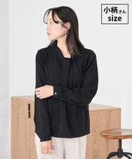 KABCD02059 a.v.v Elmi(アー・ヴェ・ヴェ) 【低身長サイズ】【洗える】ボウタイ風ブラウス ブラック