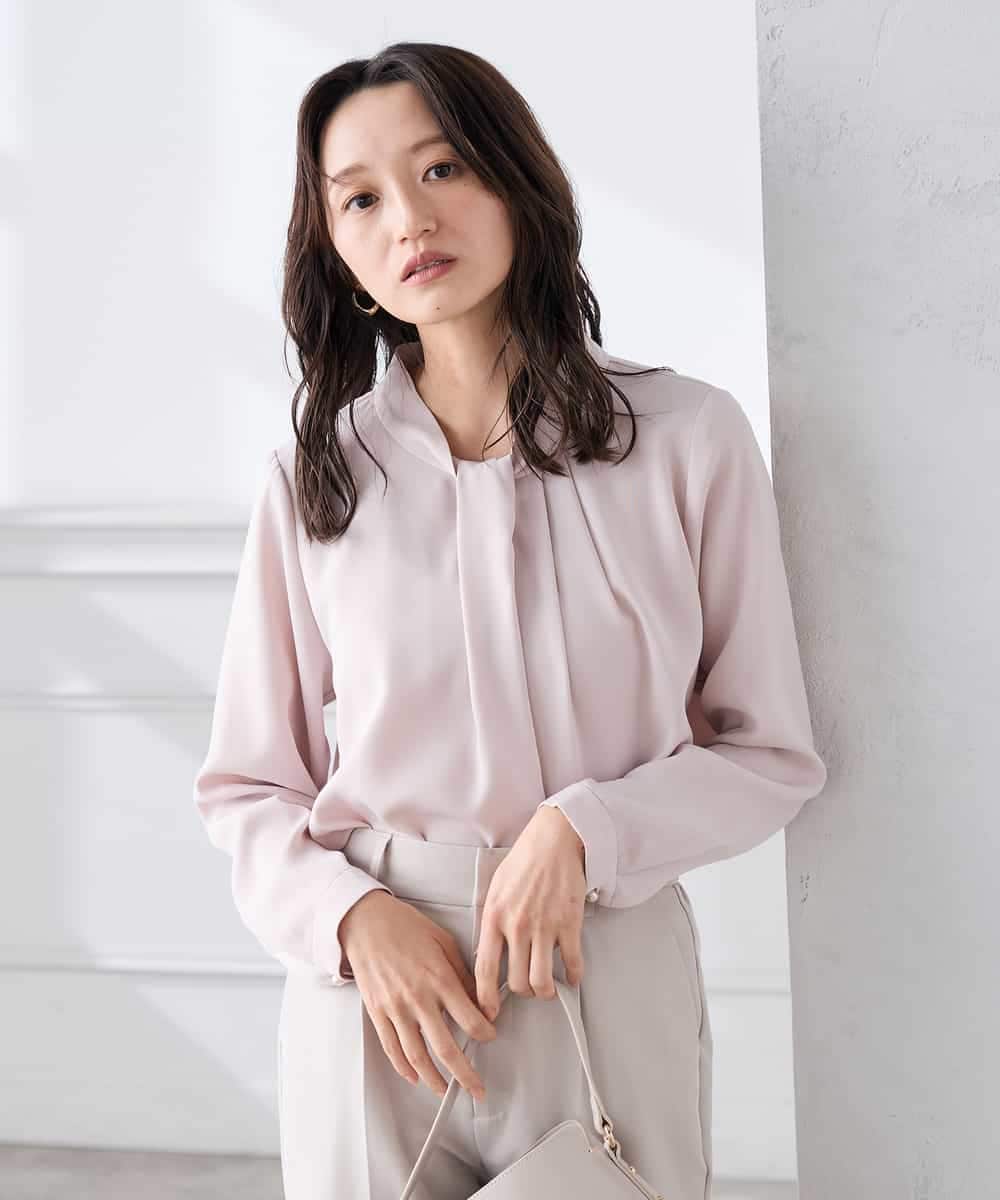 KABCD02059 a.v.v Elmi(アー・ヴェ・ヴェ) 【低身長サイズ】【洗える】ボウタイ風ブラウス ピンク