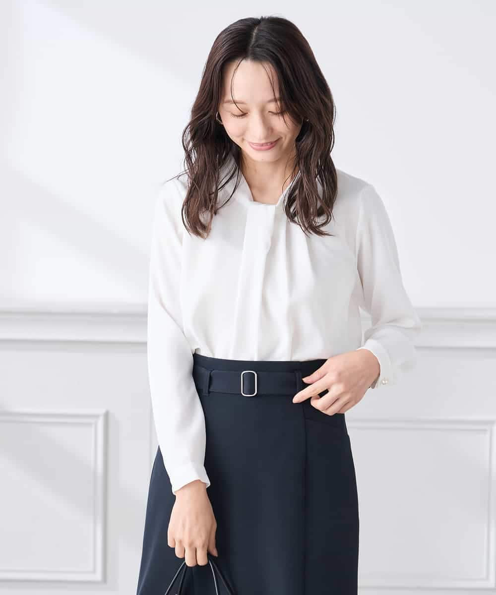 KABCD02059 a.v.v Elmi(アー・ヴェ・ヴェ) 【低身長サイズ】【洗える】ボウタイ風ブラウス ピンク