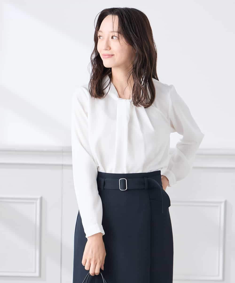 KABCD02059 a.v.v Elmi(アー・ヴェ・ヴェ) 【低身長サイズ】【洗える】ボウタイ風ブラウス ピンク