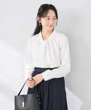 KABCD02059 a.v.v Elmi(アー・ヴェ・ヴェ) 【低身長サイズ】【洗える】ボウタイ風ブラウス ピンク