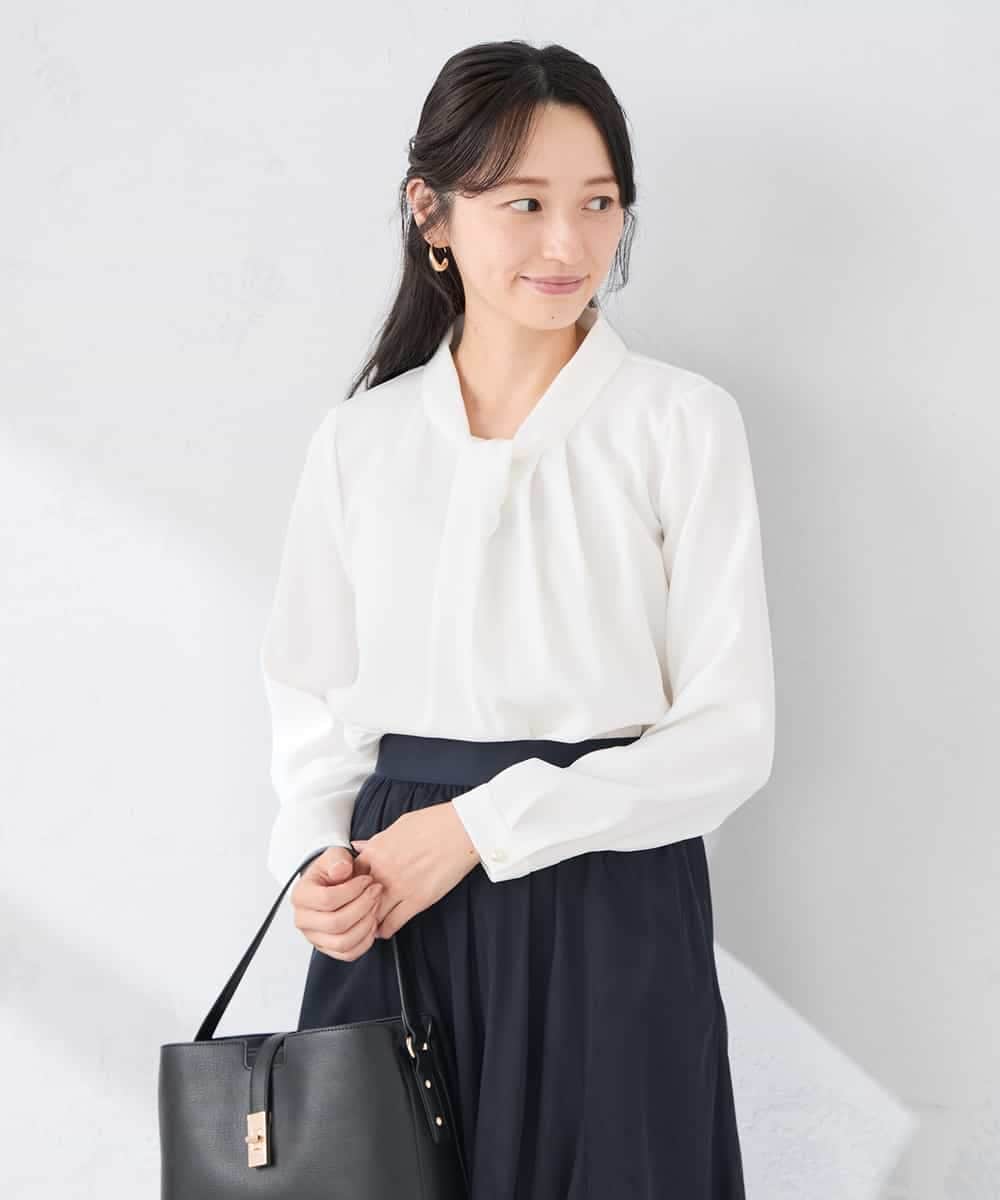 KABCD02059 a.v.v Elmi(アー・ヴェ・ヴェ) 【低身長サイズ】【洗える】ボウタイ風ブラウス ピンク