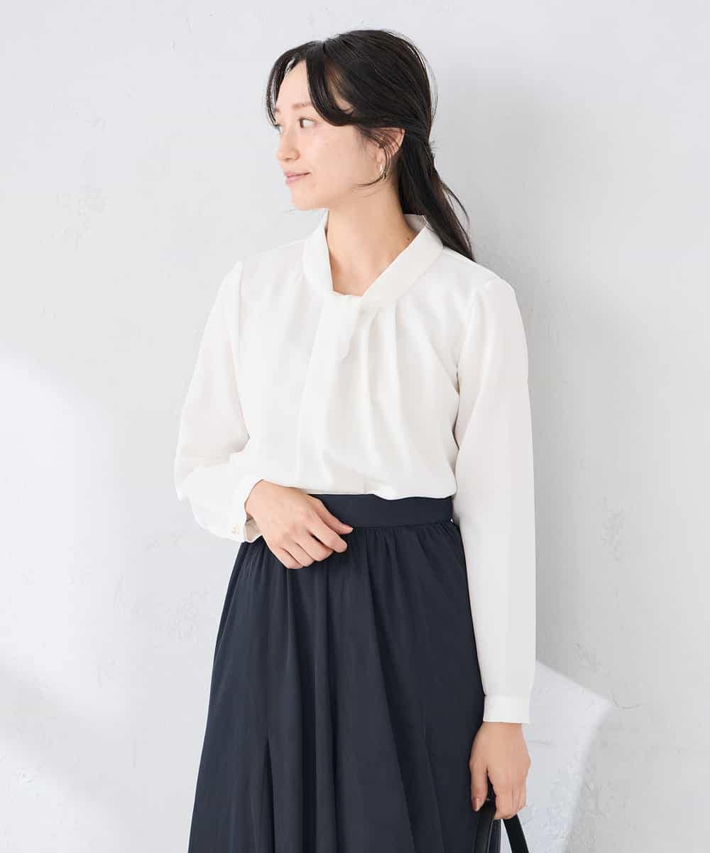 KABCD02059 a.v.v Elmi(アー・ヴェ・ヴェ) 【低身長サイズ】【洗える】ボウタイ風ブラウス ピンク