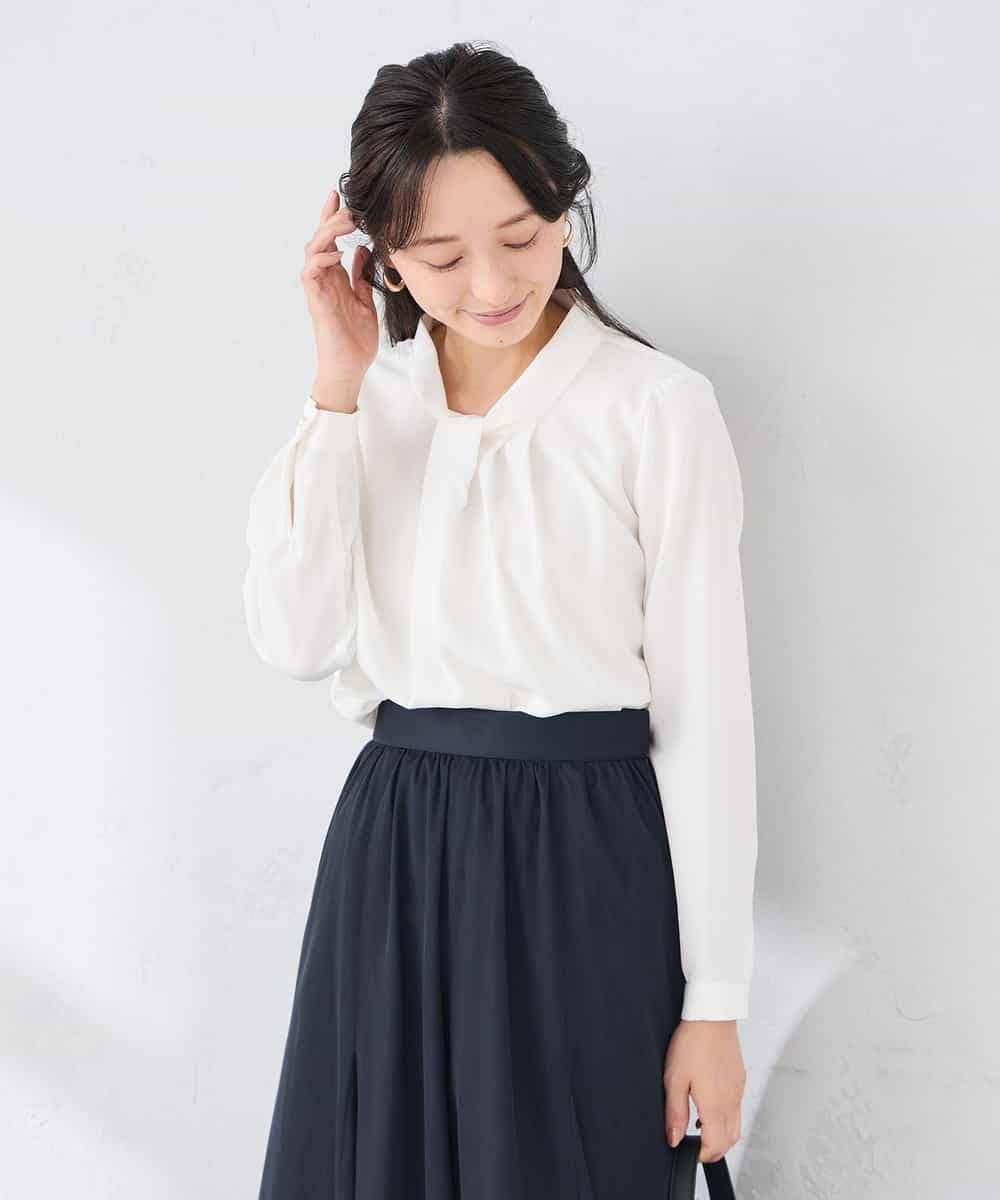 KABCD02059 a.v.v Elmi(アー・ヴェ・ヴェ) 【低身長サイズ】【洗える】ボウタイ風ブラウス ピンク