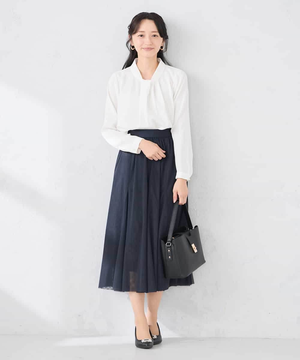 KABCD02059 a.v.v Elmi(アー・ヴェ・ヴェ) 【低身長サイズ】【洗える】ボウタイ風ブラウス ピンク