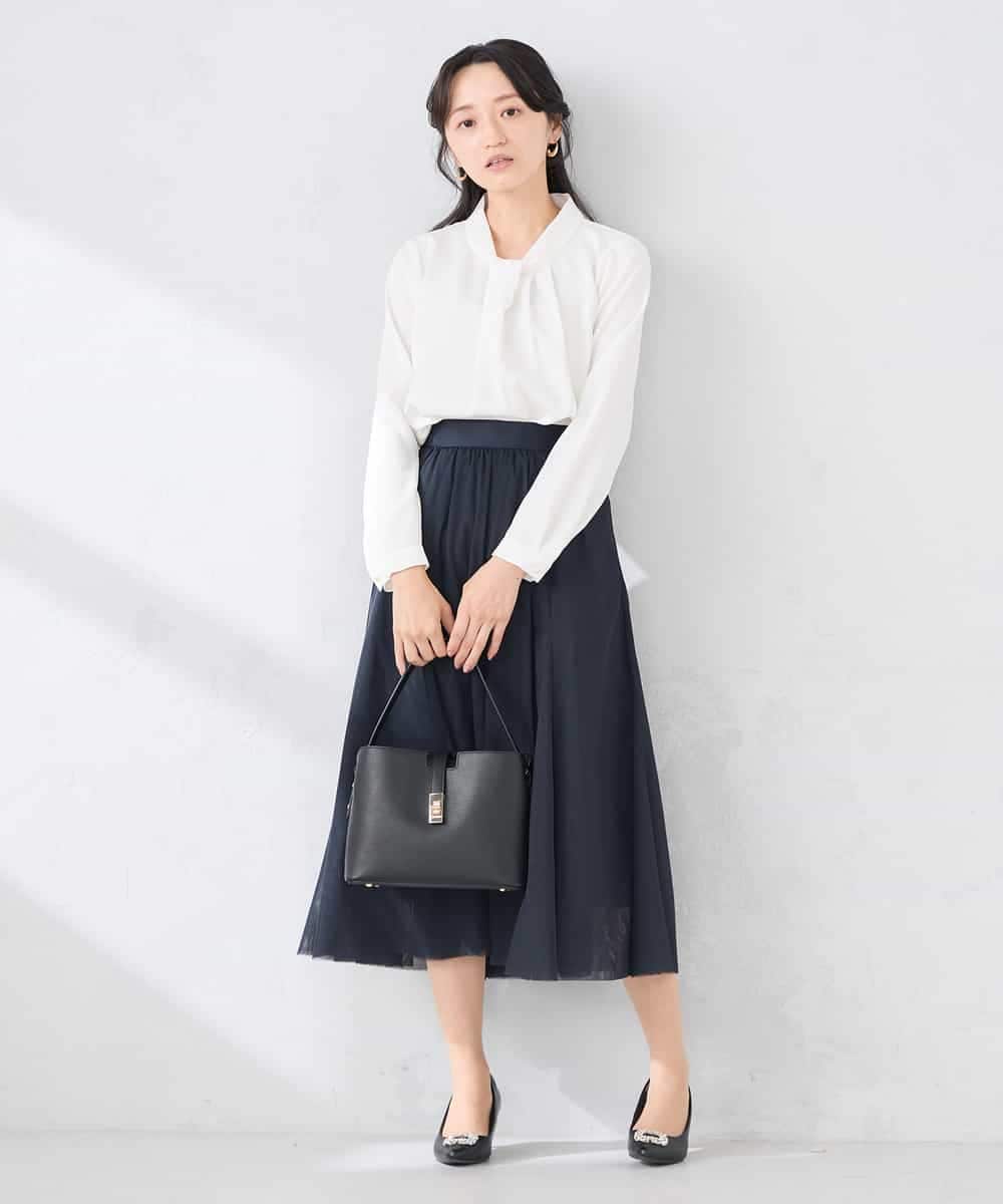 KABCD02059 a.v.v Elmi(アー・ヴェ・ヴェ) 【低身長サイズ】【洗える】ボウタイ風ブラウス ピンク