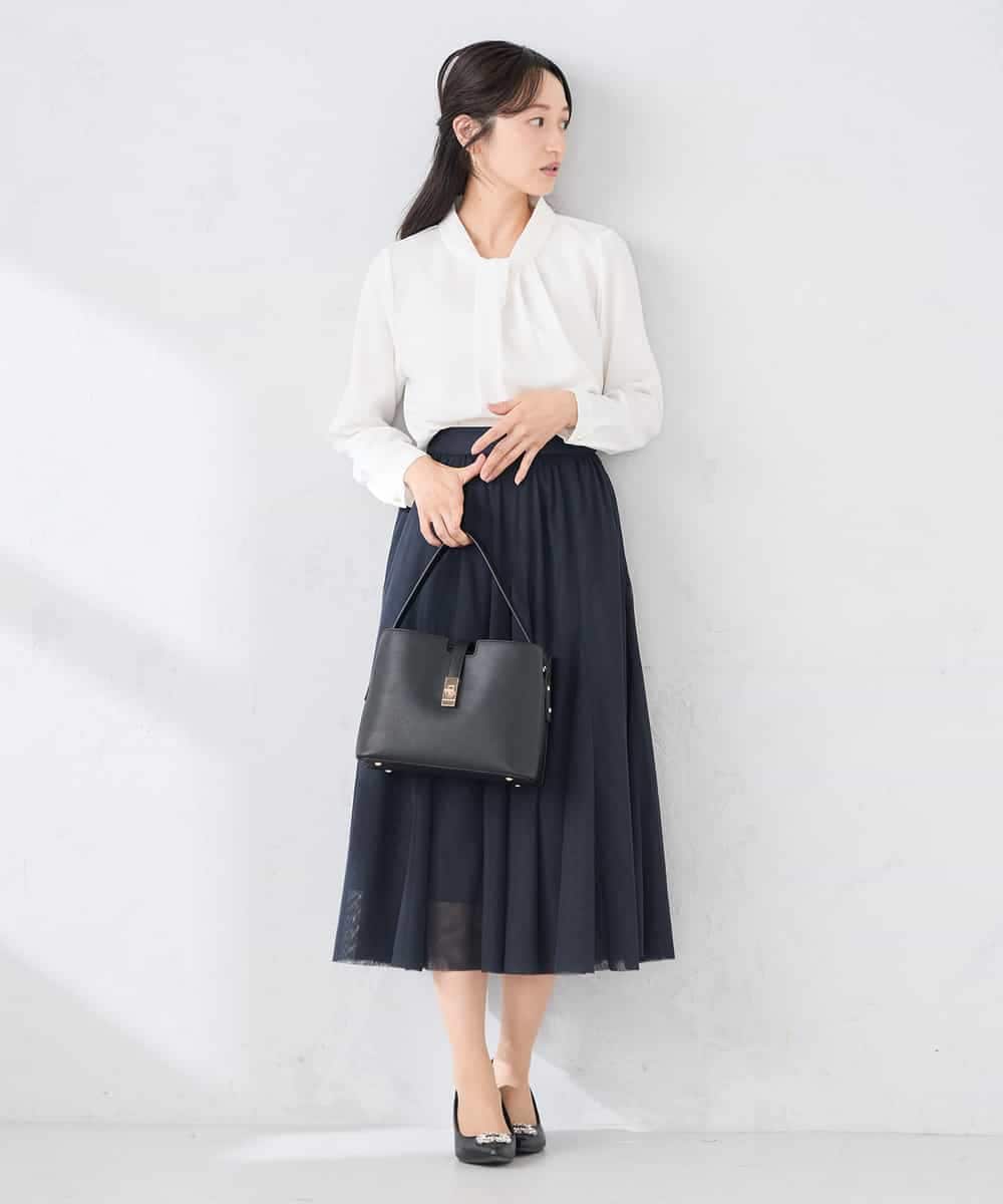 KABCD02059 a.v.v Elmi(アー・ヴェ・ヴェ) 【低身長サイズ】【洗える】ボウタイ風ブラウス ピンク