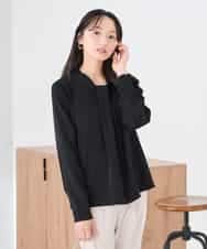 KABCD02059 a.v.v Elmi(アー・ヴェ・ヴェ) 【低身長サイズ】【洗える】ボウタイ風ブラウス ピンク