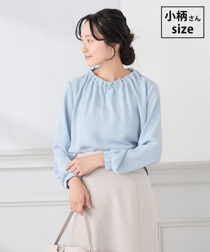KABCD03059 a.v.v Elmi 【低身長サイズ】【洗える】タックネックブラウス