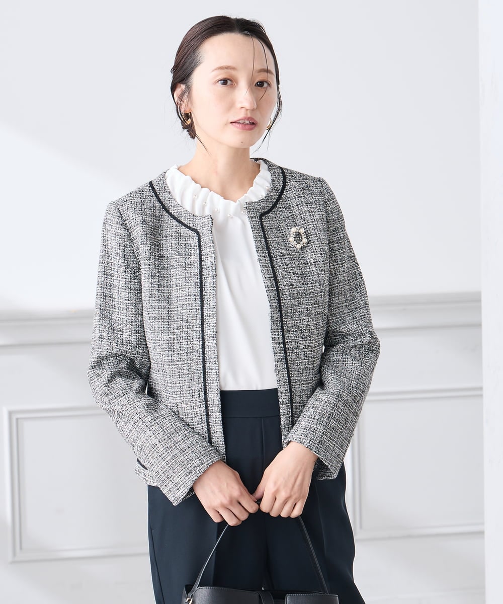 KABCD03059 a.v.v Elmi(アー・ヴェ・ヴェ) 【低身長サイズ】【洗える】タックネックブラウス ライトブルー