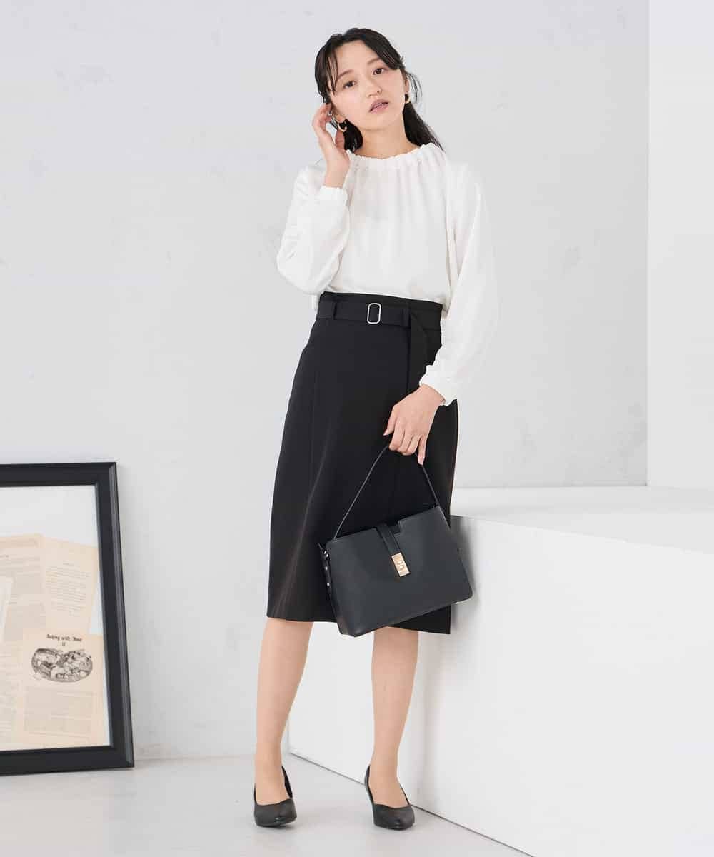 KABCD03059 a.v.v Elmi(アー・ヴェ・ヴェ) 【低身長サイズ】【洗える】タックネックブラウス ライトブルー