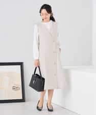 KABCD03059 a.v.v Elmi(アー・ヴェ・ヴェ) 【低身長サイズ】【洗える】タックネックブラウス ライトブルー