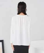 KABCD03059 a.v.v Elmi(アー・ヴェ・ヴェ) 【低身長サイズ】【洗える】タックネックブラウス ライトブルー