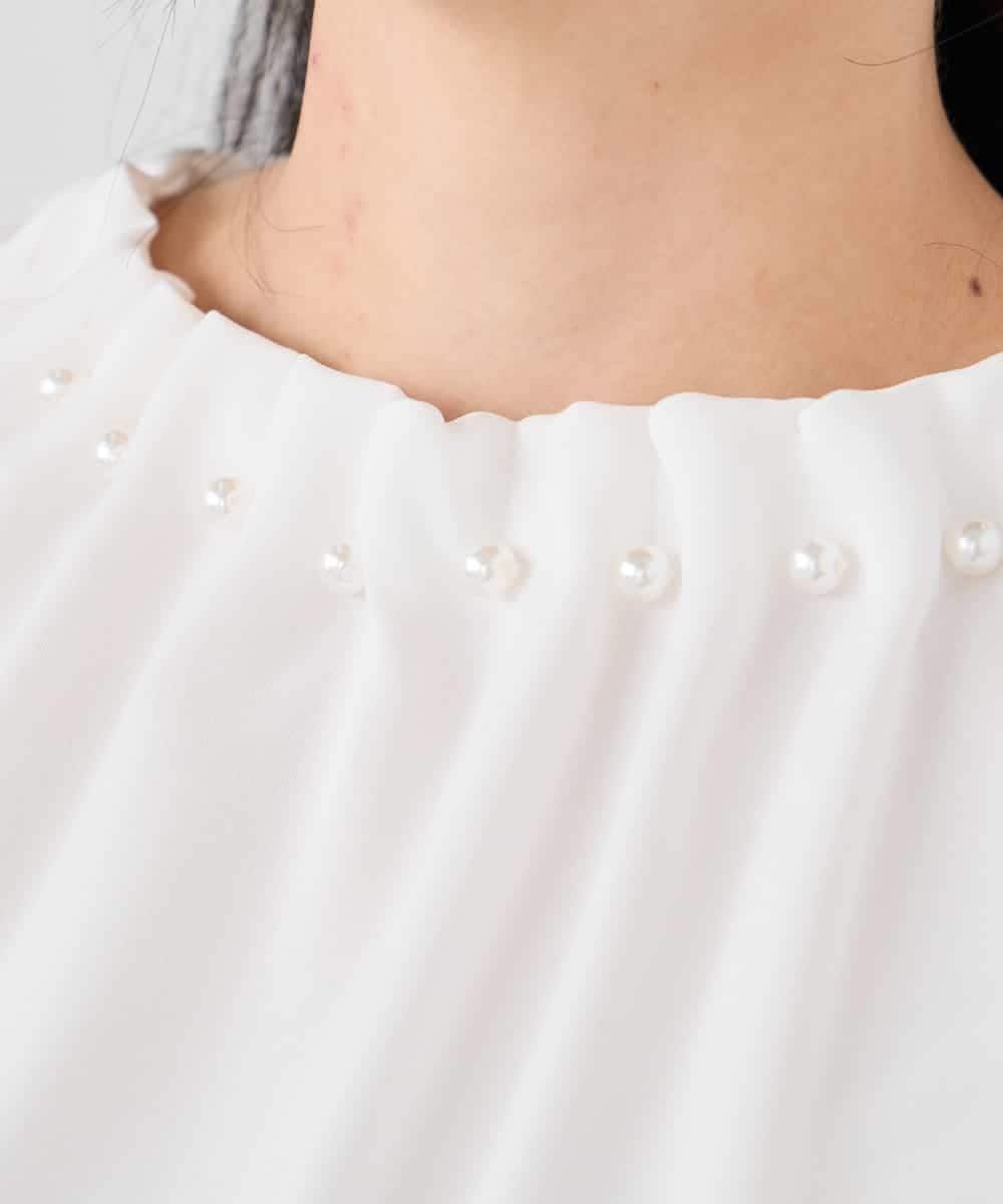 KABCD03059 a.v.v Elmi(アー・ヴェ・ヴェ) 【低身長サイズ】【洗える】タックネックブラウス ライトブルー