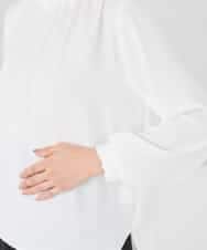 KABCD03059 a.v.v Elmi(アー・ヴェ・ヴェ) 【低身長サイズ】【洗える】タックネックブラウス ライトブルー