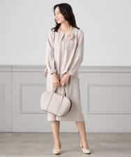 KABCD05059 a.v.v Elmi(アー・ヴェ・ヴェ) 【低身長サイズ】サテンバックフレアブラウス【洗える/速乾/毛玉になりにくい/イージーケア】 ネイビー