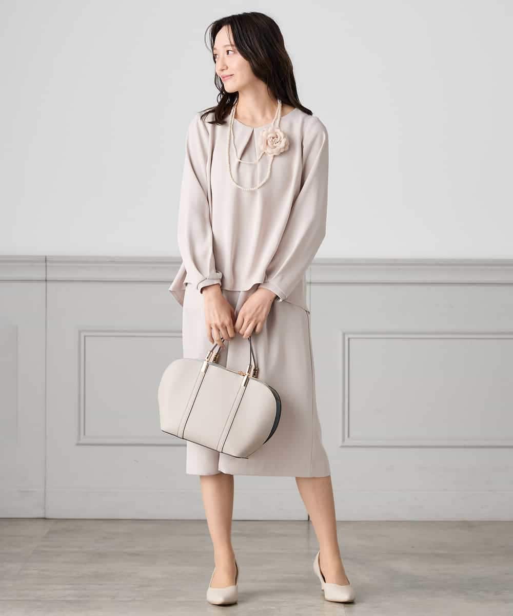 KABCD05059 a.v.v Elmi(アー・ヴェ・ヴェ) 【低身長サイズ】サテンバックフレアブラウス【洗える/速乾/毛玉になりにくい/イージーケア】 ネイビー