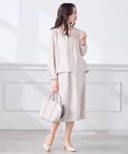 KABCD05059 a.v.v Elmi(アー・ヴェ・ヴェ) 【低身長サイズ】サテンバックフレアブラウス【洗える/速乾/毛玉になりにくい/イージーケア】 ネイビー