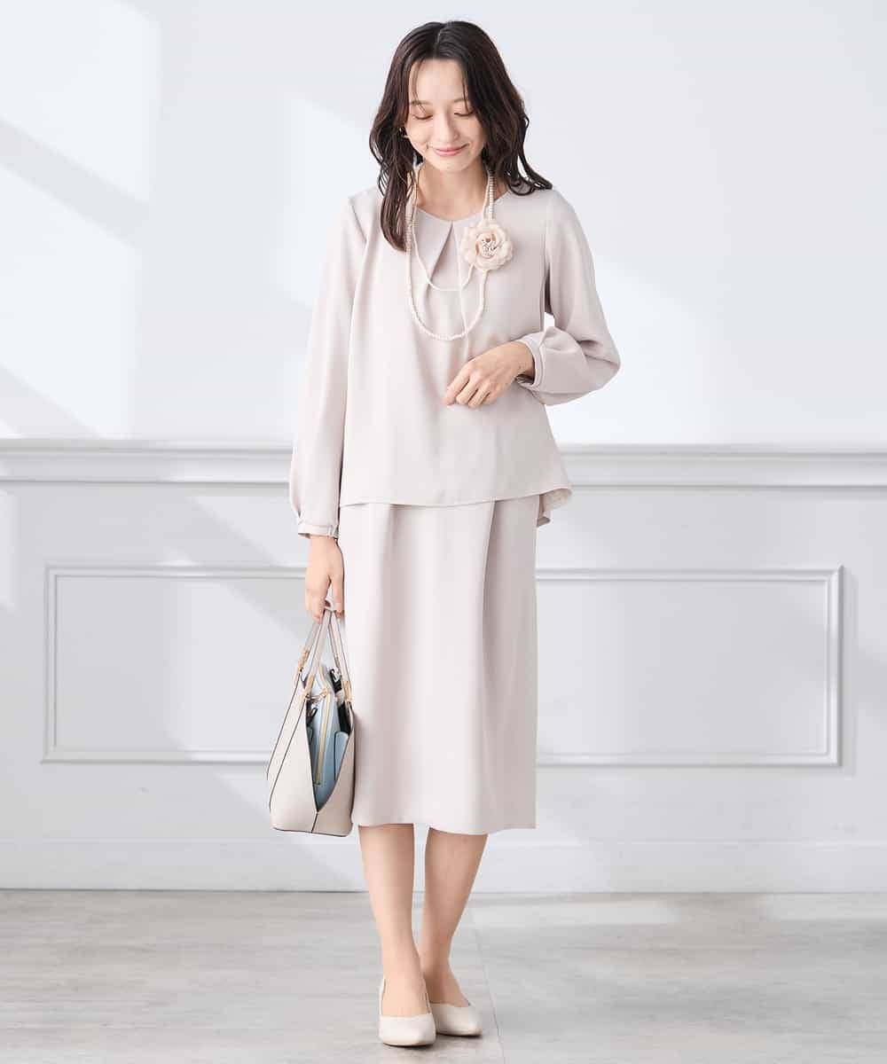 KABCD05059 a.v.v Elmi(アー・ヴェ・ヴェ) 【低身長サイズ】サテンバックフレアブラウス【洗える/速乾/毛玉になりにくい/イージーケア】 ネイビー