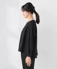 KABCD05059 a.v.v Elmi(アー・ヴェ・ヴェ) 【低身長サイズ】サテンバックフレアブラウス【洗える/速乾/毛玉になりにくい/イージーケア】 ネイビー