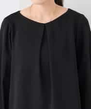 KABCD05059 a.v.v Elmi(アー・ヴェ・ヴェ) 【低身長サイズ】サテンバックフレアブラウス【洗える/速乾/毛玉になりにくい/イージーケア】 ネイビー