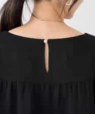 KABCD05059 a.v.v Elmi(アー・ヴェ・ヴェ) 【低身長サイズ】サテンバックフレアブラウス【洗える/速乾/毛玉になりにくい/イージーケア】 ネイビー