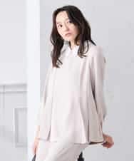 KABCD06059 a.v.v Elmi(アー・ヴェ・ヴェ) 【低身長サイズ】2WAYサテン襟付きペプラムブラウス【洗える/速乾/毛玉になりにくい/イージーケア】 ネイビー