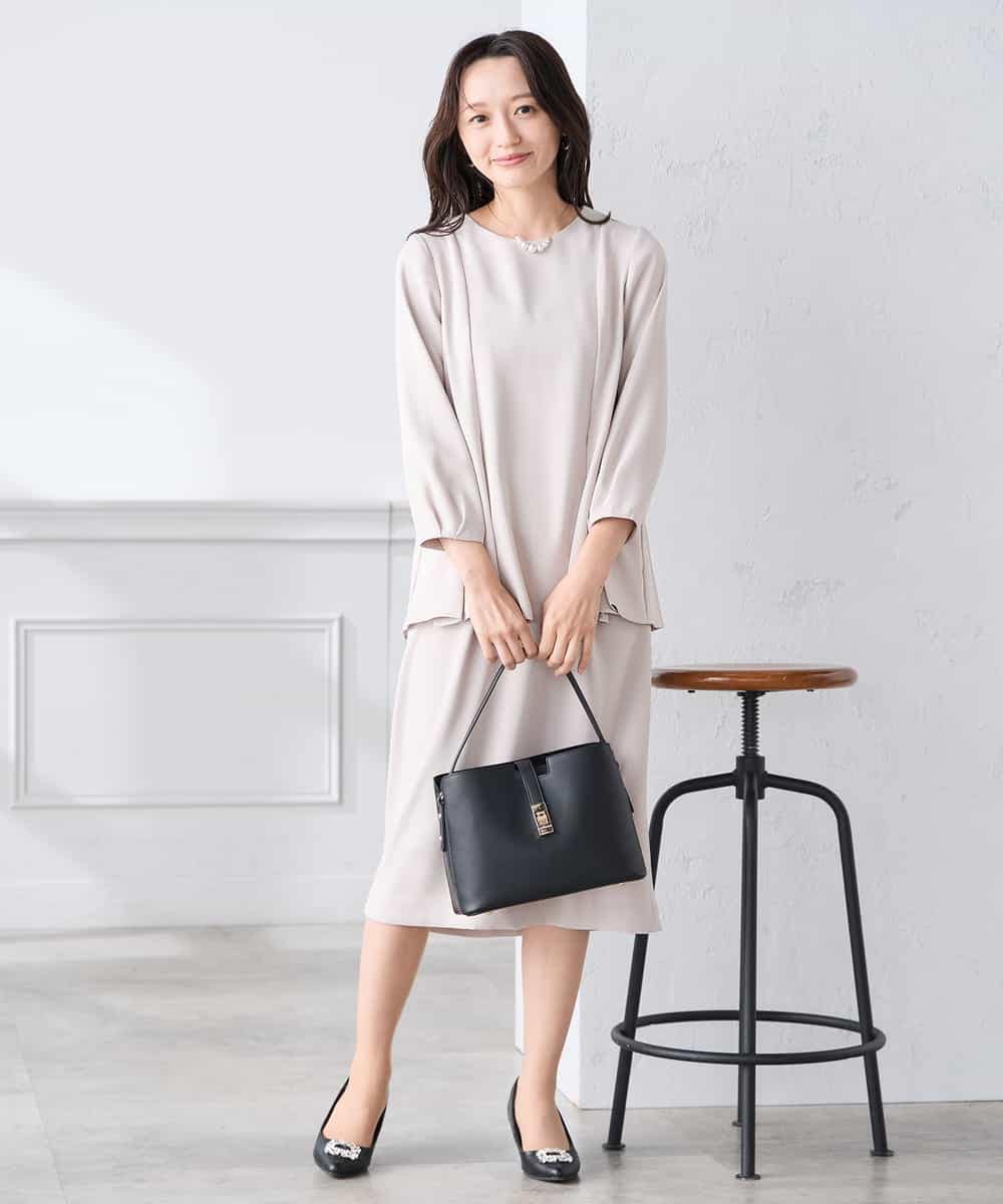 KABCD06059 a.v.v Elmi(アー・ヴェ・ヴェ) 【低身長サイズ】2WAYサテン襟付きペプラムブラウス【洗える/速乾/毛玉になりにくい/イージーケア】 ネイビー