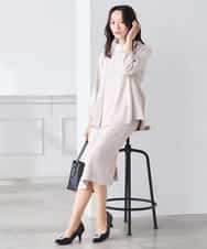 KABCD06059 a.v.v Elmi(アー・ヴェ・ヴェ) 【低身長サイズ】2WAYサテン襟付きペプラムブラウス【洗える/速乾/毛玉になりにくい/イージーケア】 ネイビー