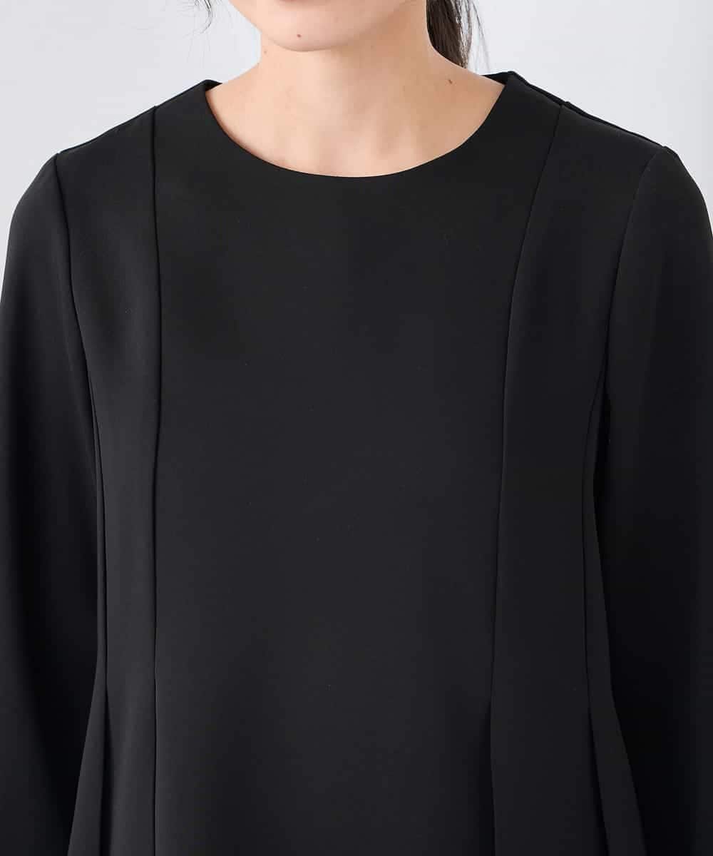 KABCD06059 a.v.v Elmi(アー・ヴェ・ヴェ) 【低身長サイズ】2WAYサテン襟付きペプラムブラウス【洗える/速乾/毛玉になりにくい/イージーケア】 ネイビー