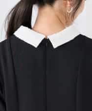 KABCD06059 a.v.v Elmi(アー・ヴェ・ヴェ) 【低身長サイズ】2WAYサテン襟付きペプラムブラウス【洗える/速乾/毛玉になりにくい/イージーケア】 ネイビー