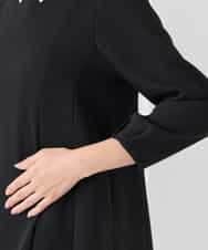 KABCD06059 a.v.v Elmi(アー・ヴェ・ヴェ) 【低身長サイズ】2WAYサテン襟付きペプラムブラウス【洗える/速乾/毛玉になりにくい/イージーケア】 ネイビー