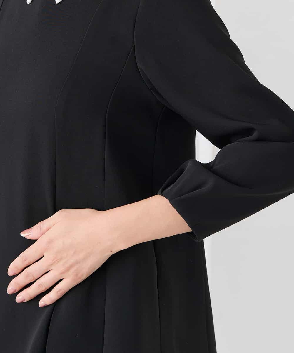 KABCD06059 a.v.v Elmi(アー・ヴェ・ヴェ) 【低身長サイズ】2WAYサテン襟付きペプラムブラウス【洗える/速乾/毛玉になりにくい/イージーケア】 ネイビー