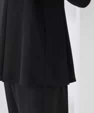 KABCD06059 a.v.v Elmi(アー・ヴェ・ヴェ) 【低身長サイズ】2WAYサテン襟付きペプラムブラウス【洗える/速乾/毛玉になりにくい/イージーケア】 ネイビー