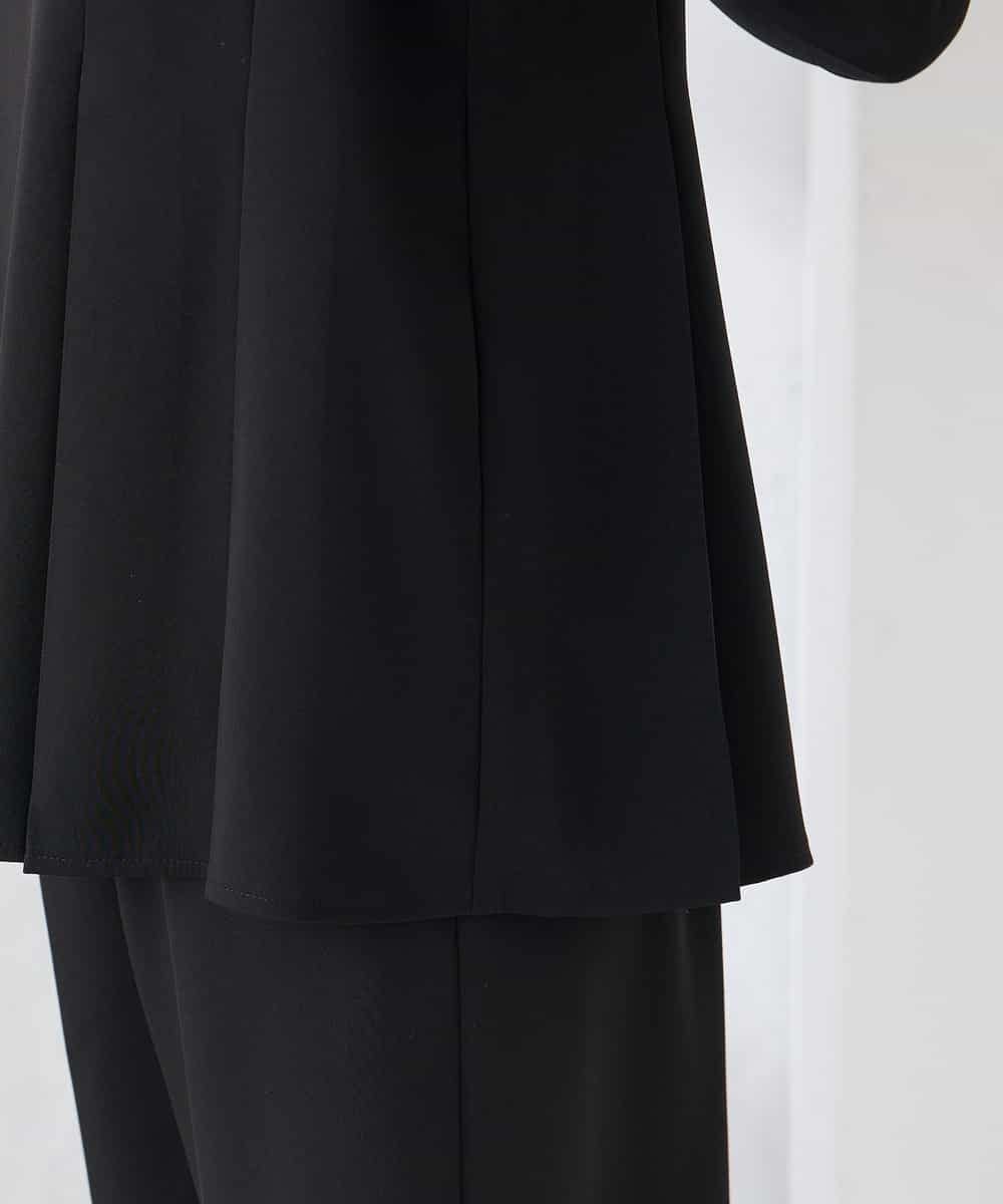 KABCD06059 a.v.v Elmi(アー・ヴェ・ヴェ) 【低身長サイズ】2WAYサテン襟付きペプラムブラウス【洗える/速乾/毛玉になりにくい/イージーケア】 ネイビー