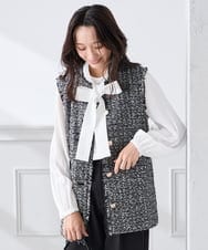 KABCD07059 a.v.v Elmi(アー・ヴェ・ヴェ) 【低身長サイズ】【洗える】2WAY袖プリーツボウタイブラウス ホワイト