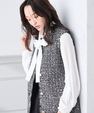 KABCD07059 a.v.v Elmi(アー・ヴェ・ヴェ) 【低身長サイズ】【洗える】2WAY袖プリーツボウタイブラウス ホワイト