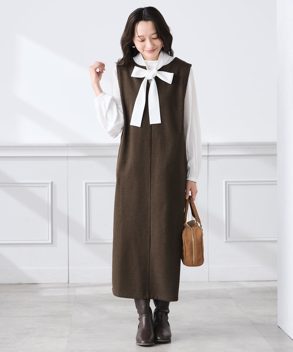 KABCD07059 a.v.v Elmi(アー・ヴェ・ヴェ) 【低身長サイズ】【洗える】2WAY袖プリーツボウタイブラウス ホワイト