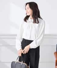 KABCD07059 a.v.v Elmi(アー・ヴェ・ヴェ) 【低身長サイズ】【洗える】2WAY袖プリーツボウタイブラウス ホワイト